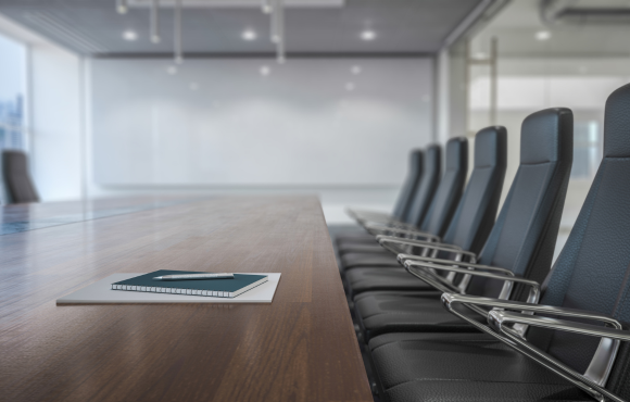 a board of directors conference tables ready to be used